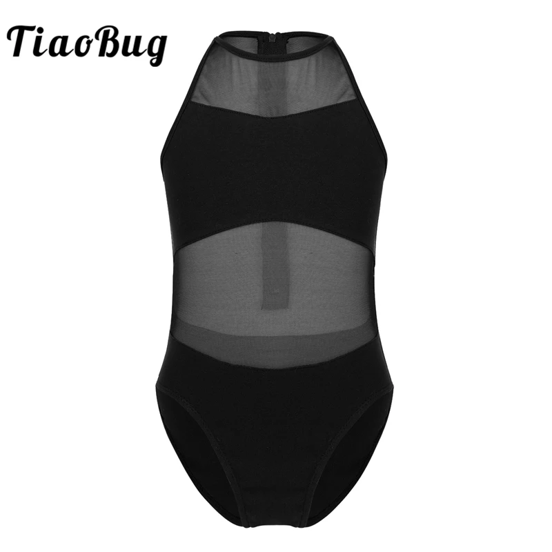 TiaoBug/детское Сетчатое балетное трико без рукавов для танцев гимнастическое