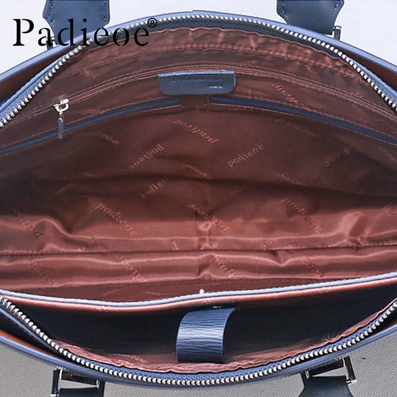 Padieoe password lock genuine leather briefcase men business bags black office briefcase laptop leather handbag men
