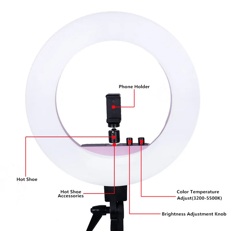INNO 18 Inch 5500k 48w LED Ring Light Photography Dimmable Lamp for Camera Photo/ Makeup & Beauty/Video | Электроника