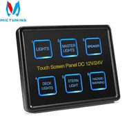 mictuning 12v 24v touch screen switches panel 6 gang led switch panel slim touch control panel box for car marine boat caravan