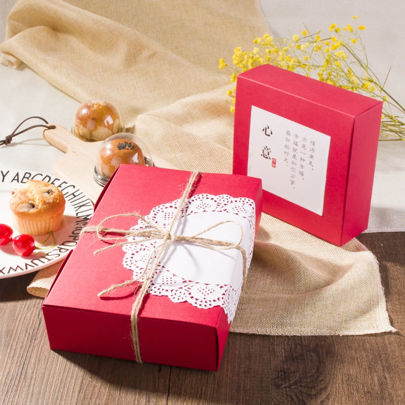 Macaroon квадратные и прямоугольные красные большие коробки для печенья тортов