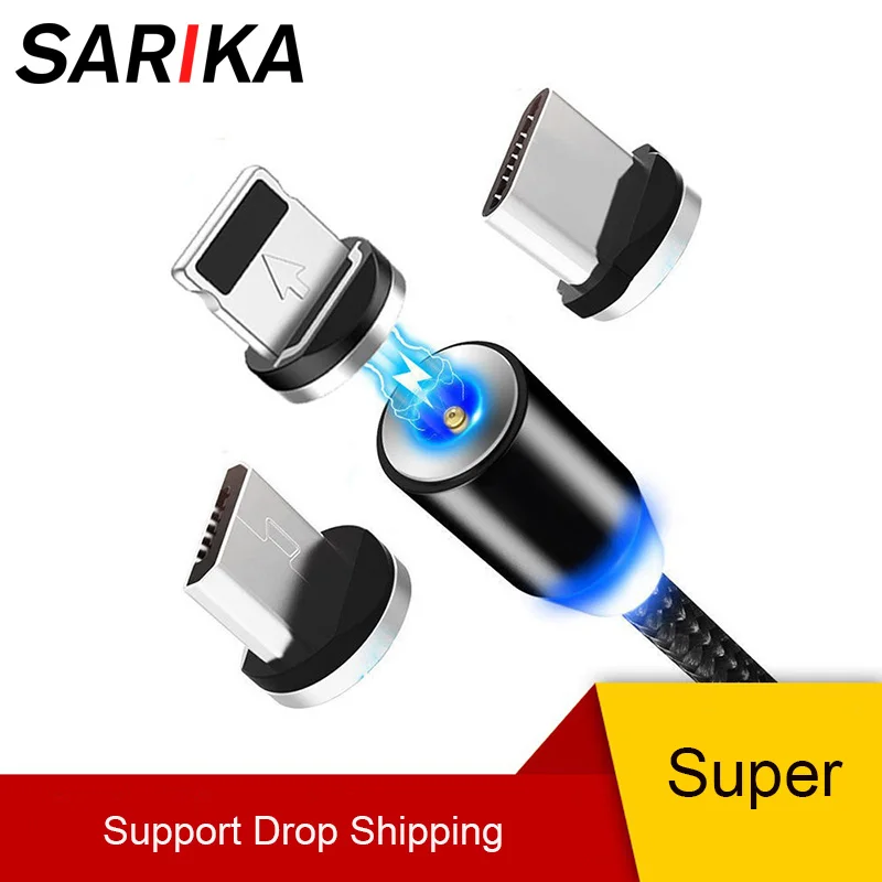 Sarika S03 3 в 1 магнитное зарядное устройство Micro USB кабель для iPhone 5 5S 6 7 6S 8 Plus Быстрая