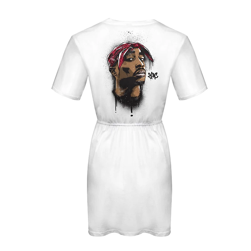 2PAC 3D женское платье Kpop 2019 летнее пижамы Harajuku белое удобное сексуальная дышащая
