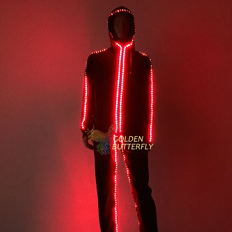 

Hip hop Costume LED performance costume LED light clothing Luminous suit hoodie Sports sweater