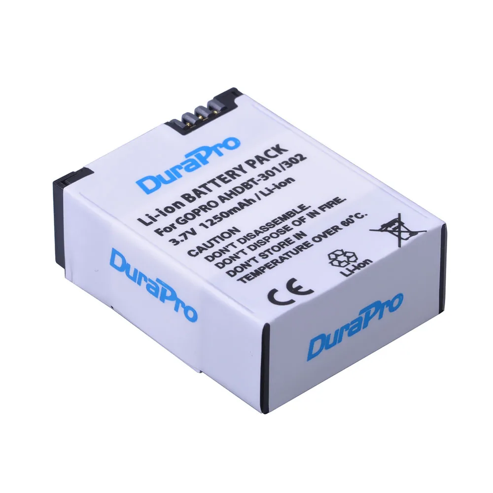 4 шт. перезаряжаемая литий ионная батарея 1250 мА/ч для камеры AHDBT 301 302 Gopro Hero 3 с