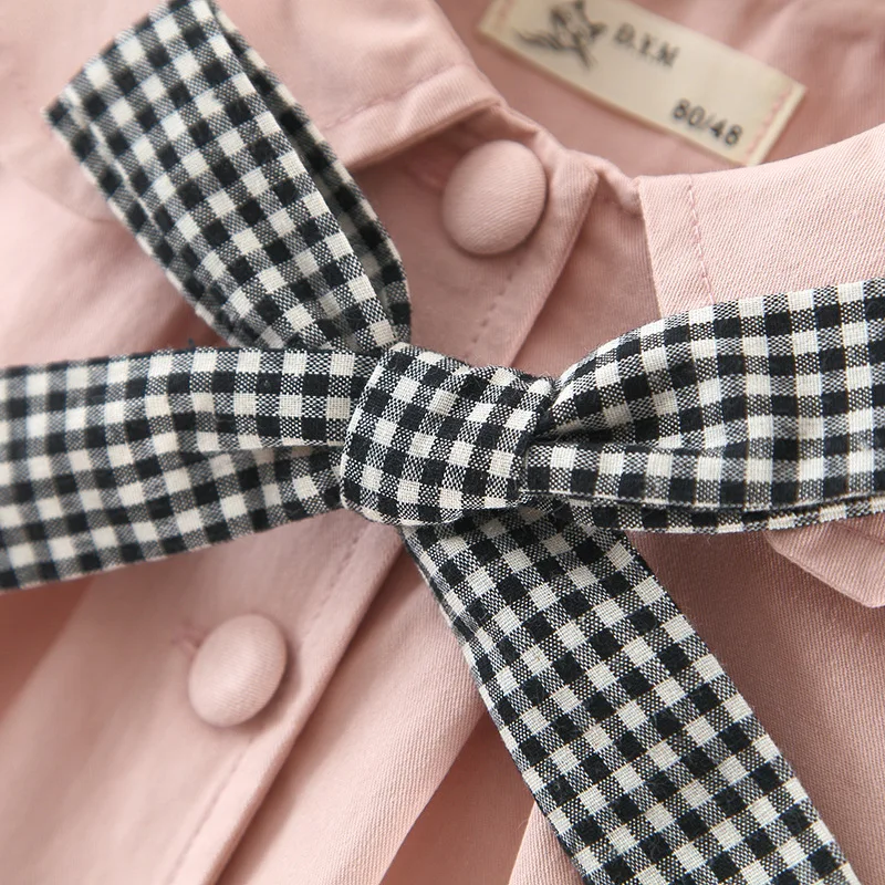 Girls'jacket in spring and autumn children's Plaid tie windbreaker jacket girls' | Детская одежда и обувь