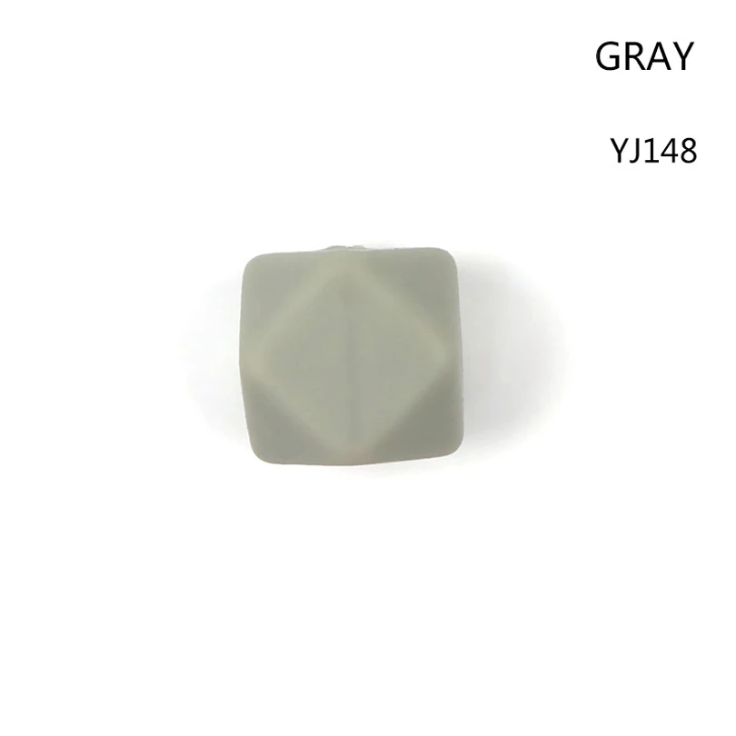 Gray 100pcs 100 шт, шестигранные силиконовые бусины, 14 мм, прорезыватели для зубов, Детские Прорезыватели, кусачки, бусы, ожерелье, соска, цепь, ювелирные изделия, BPA бесплатно, жевательные игрушки - Цвет: Gray 100pcs
