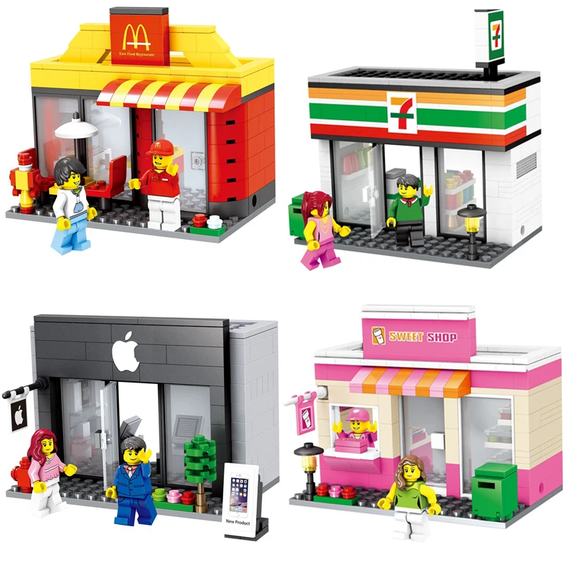 Город Мини Street Лего здания 3D режим работы магазина Совместимость withLego магазин view