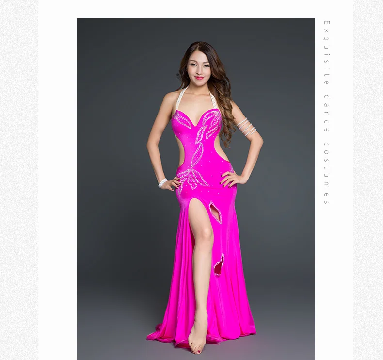 Purple rose red YC022 костюм для танца живота спандекс материал комплект для танца живота платье Женский костюм для танца живота Фиолетовый Красный без аксессуаров - Цвет: Purple rose red
