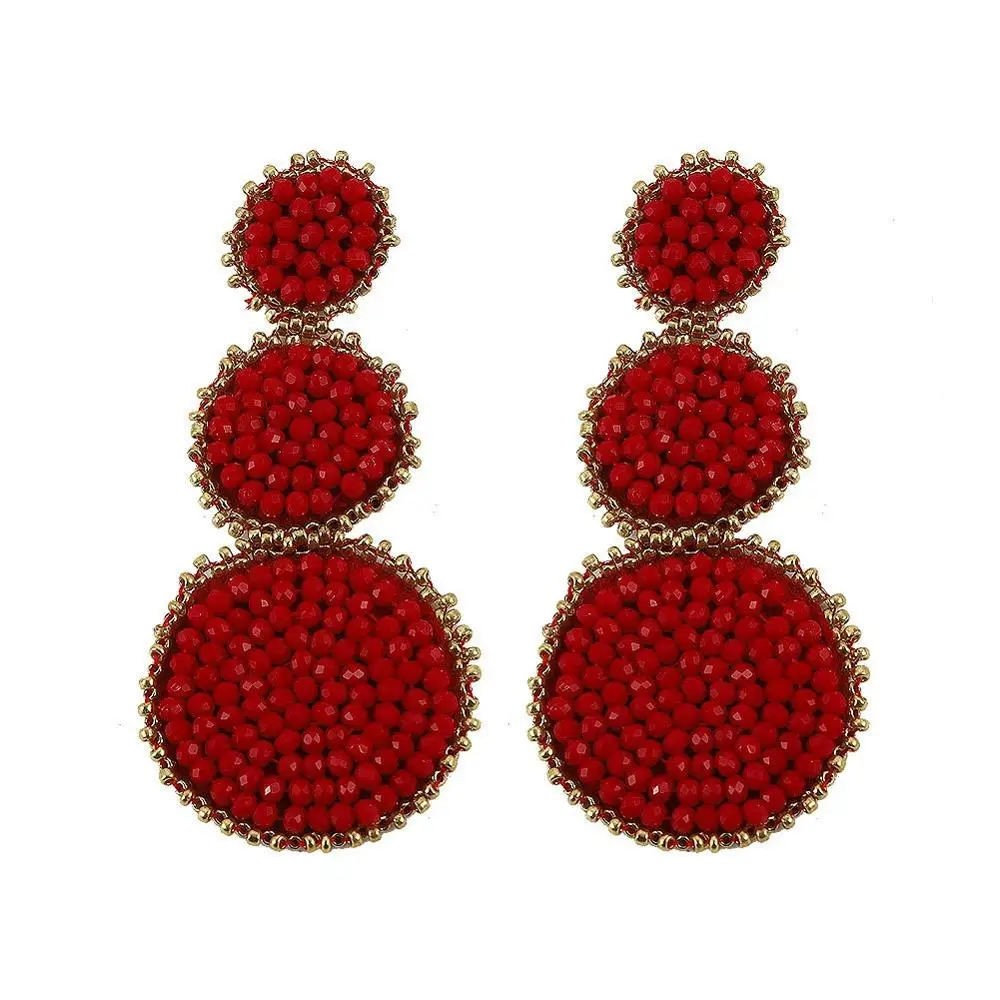 Мода нанизанные бисером серьги для женщин BOHO Круглые ручной работы Длинные Подвесные серьги заявка на цвет золота ювелирный свадебный подарок Вечерние