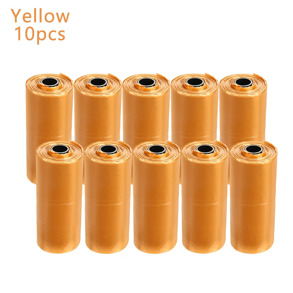 yellow 10Rolls 5/10 рулонов/упаковка отходов забрать держатель мусора открытый Чистый инструмент Экологичные кокосовые чистые животные мусора разлагаемые пакеты для уборки за собакой - Цвет: yellow 10Rolls