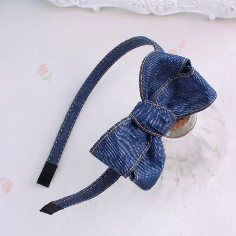 Navy blue A Распродажа, милые джинсовые бантики для маленьких девочек, детские повязки для волос на голову, обруч для волос для детей и взрослых, изысканная тиара, головные уборы, аксессуары для волос - Цвет: Navy blue A