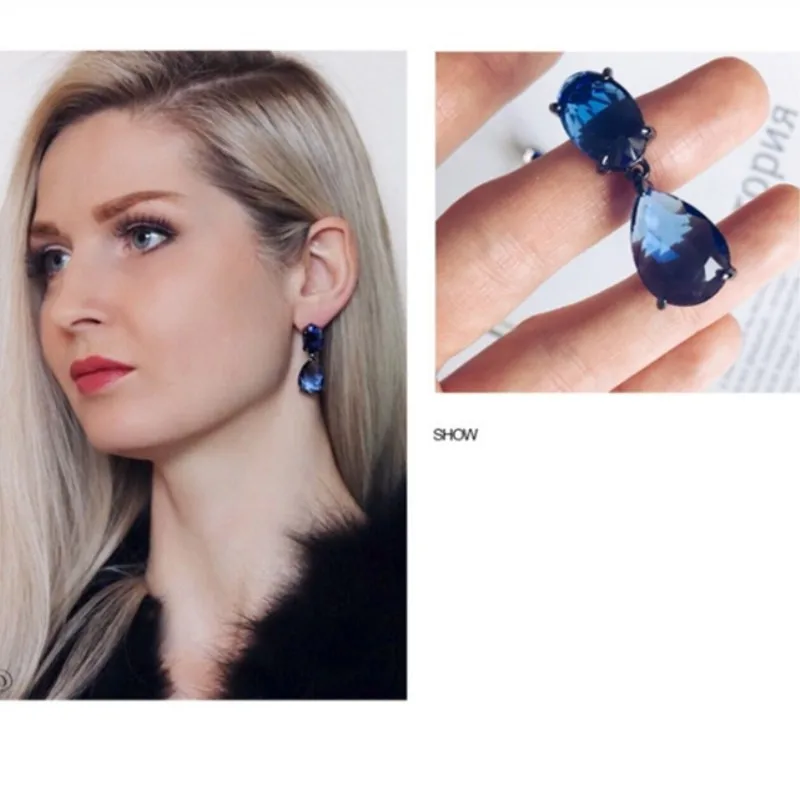 

Lo Paulina ZheFanku classic crystal teardrop earring for ladies Wedding Bridals gifts joyas fashion jewelry 2018