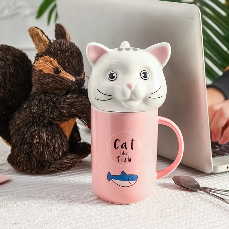 Милый 3D Счастливый мультфильм животных керамическая чашка забавная кошка собака