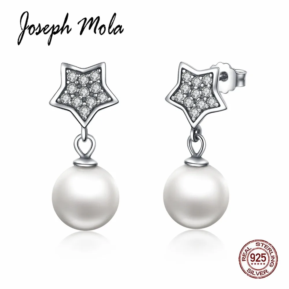 Joseph Mola 925 Стерлинговое серебрный пресноводный жемчуг Цветы Сердце Звезда Серьги