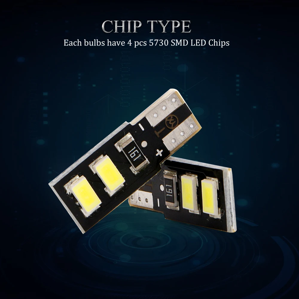 YM E-Bright 500 шт. 12 В T10 5730 4 SMD Новинка 194 168 W5W светодиодсветильник ширина автомобильная