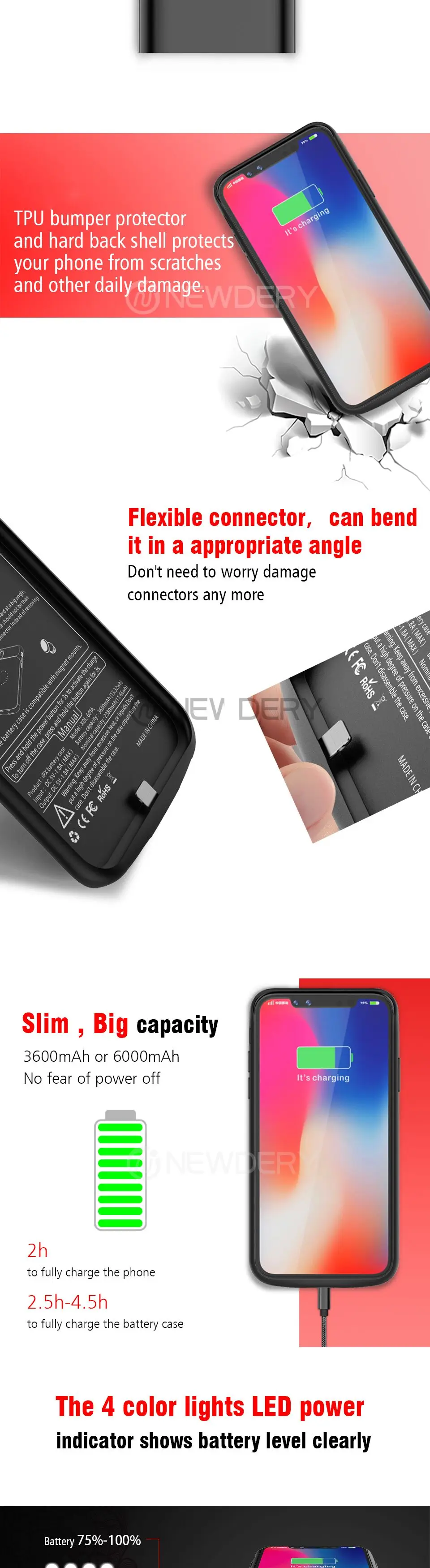 Перезаряжаемое зарядное устройство чехол 6000 мАч для iPhone XR XS Max защитный чехол для зарядки резервный аккумулятор чехол для iPhone X XS