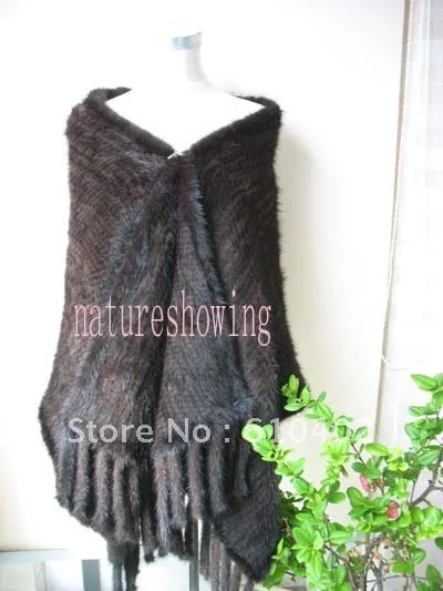 

women's real mink fur cape/scarf/ shawl/brown