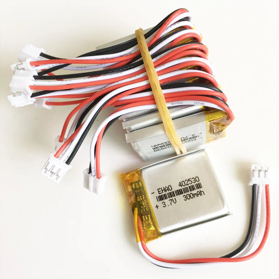 

10 pcs JST PH 2.0mm 3pin connector 3.7V 300mAh Lithium Polymer LiPo Rechargeable battery for Handheld Mp3 GPS bluetooth 402530