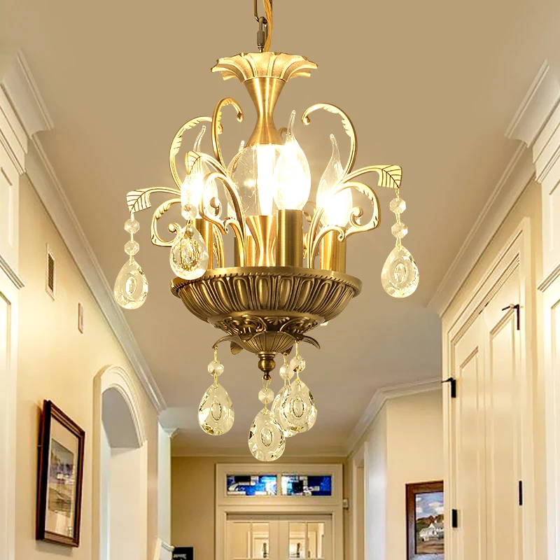 Бесплатная доставка латунь цвет кристалл подвесной светильник креативная