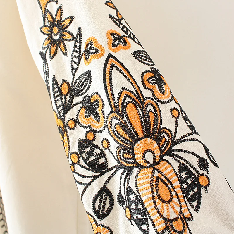 Plus Size Women Clothing Long Sleeve Cotton and Linen Blouse Shirt Casual Loose Beige Cape Shirts Cardigans Ethnic Tops Blusas |