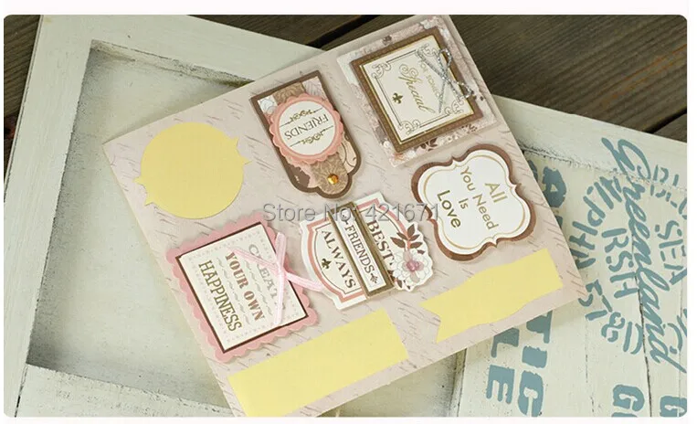 New Arrivals Fashion Dazzling 2sets/lot retro Blessings label 3D Decorating Stickers Set DIY Photo Album Scrapbooking Kit | Дом и сад