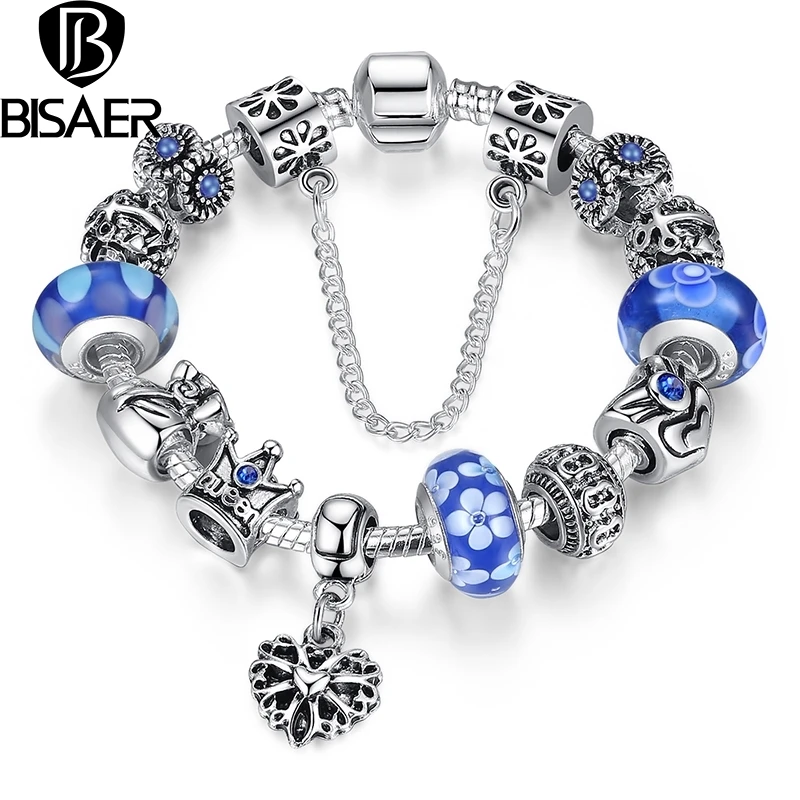 

Hotsale Silver Plated Heart Colorful Charm Bracelet with Safety Chain for Women Original Jewelry Fashion Bracelets HJ1823