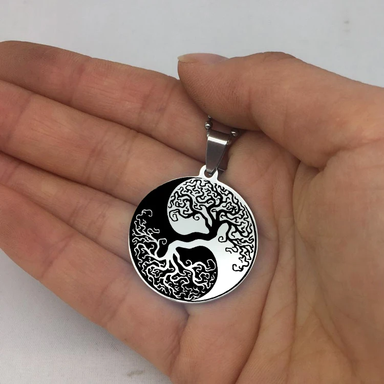Ожерелье инянь из полированной нержавеющей стали с подвеской в виде дерева для