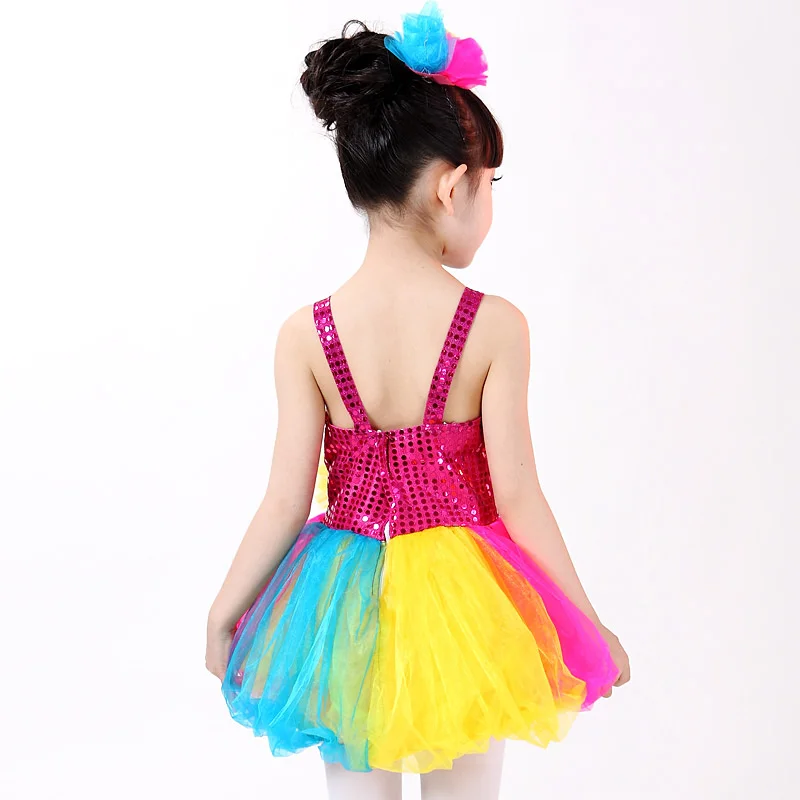

new Generous collar Halter Sequins Veil Dress Skirt Children's Dancewear Performance Clothes Modern Latin Dance Stage Costume