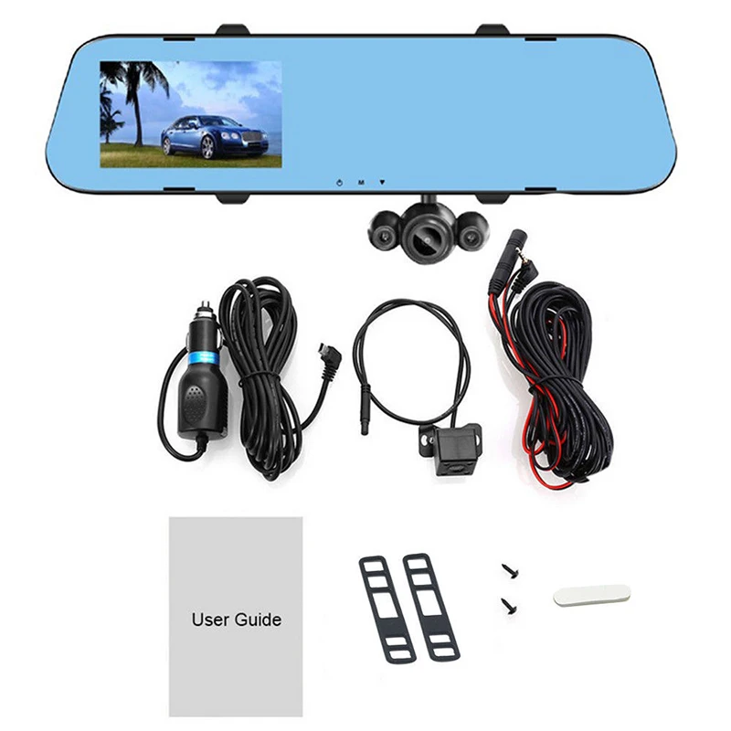 Автомобильный видеорегистратор 4 0 Full HD 1080P 3 камеры заднего вида DashCam