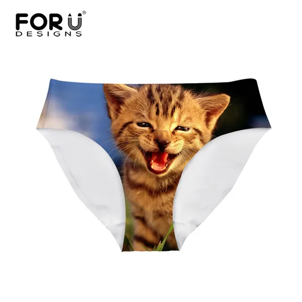 FORUDESIGNS женский сексуальный бесшовный Трусики милый кот 3D печать нижнее белье трусы женские модные женские трусы нижнее белье Calcinha - Цвет: H8064AM