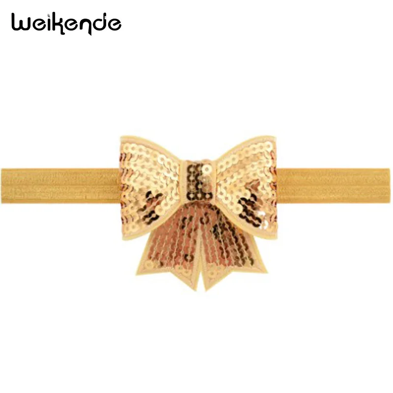 New Children Sequins Bows Soft Solid Headbands Hair Knot Elastic Hairbands Kids Girls Bands Accessories 1 piece | Детская одежда и