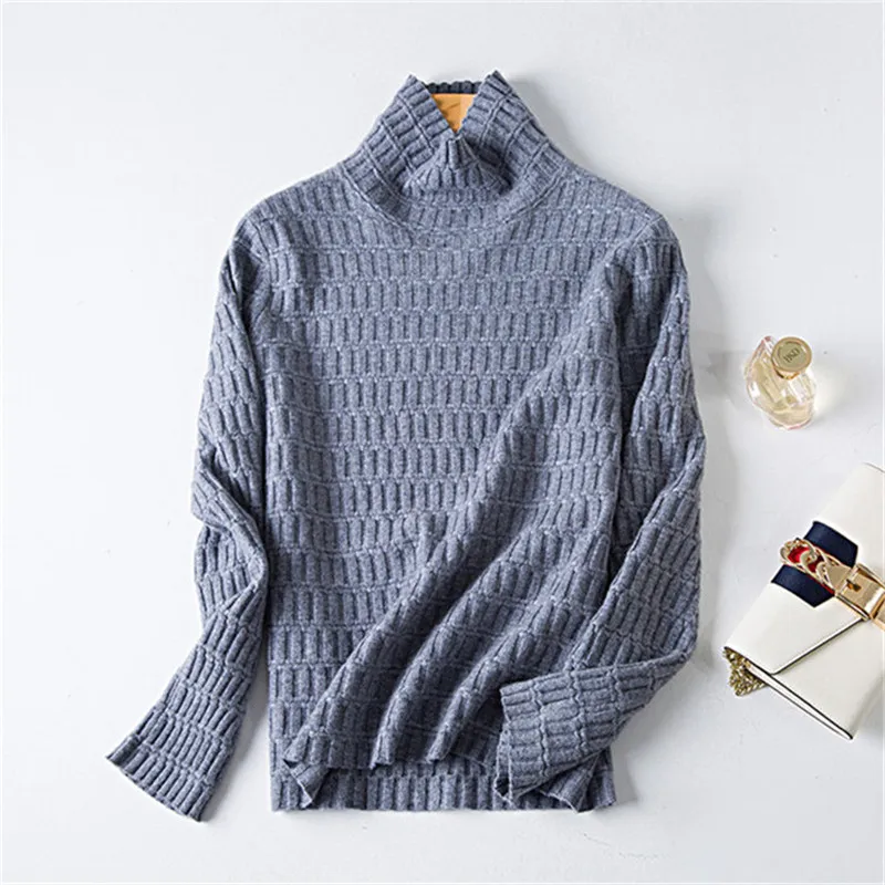 

new fashion 100%goat cashmere solid knit women elegant turtleneck slim pullover sweater white 3color M-XL