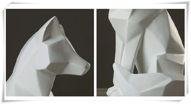 Простые белые абстрактные геометрические скульптуры лисы в скандинавском стиле