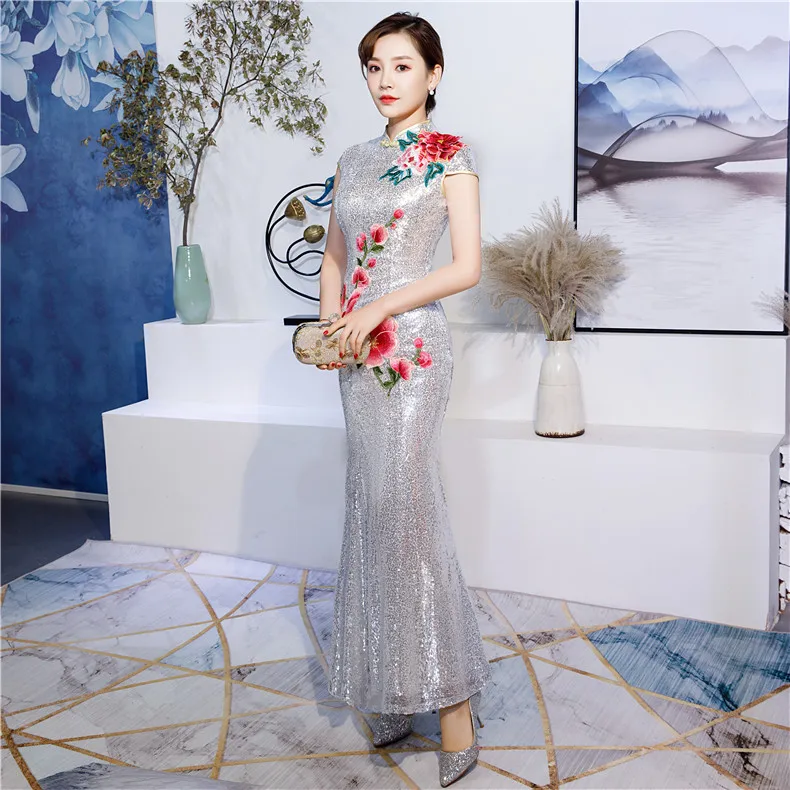 New Lace Cheongsam Long Qipao Dresses Chinese Traditional Wedding Dress China Clothing Store Vestido Oriental Size 3XL 4XL