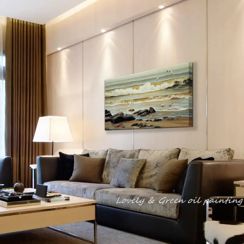 Ручная роспись Haick Wall Art Чайка морские волны украшение дома абстрактный пейзаж