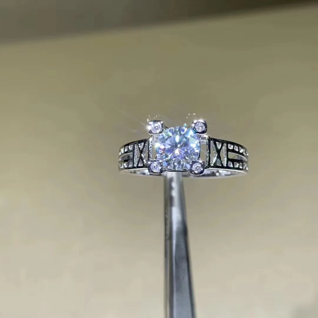 Круглое серебряное кольцо с муассанитом 1ct D VVS роскошное кольцо с муассанитом Weding для женщин