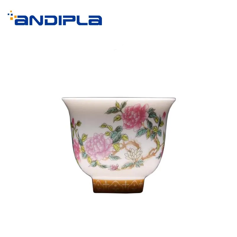 

2PCS/Lot 100ml Jingdezhen Teacup Hand Painted Ceramic Porcelain Enamel Small Tea Bowls Office Tea Ceremony Puer Cups Drinkware