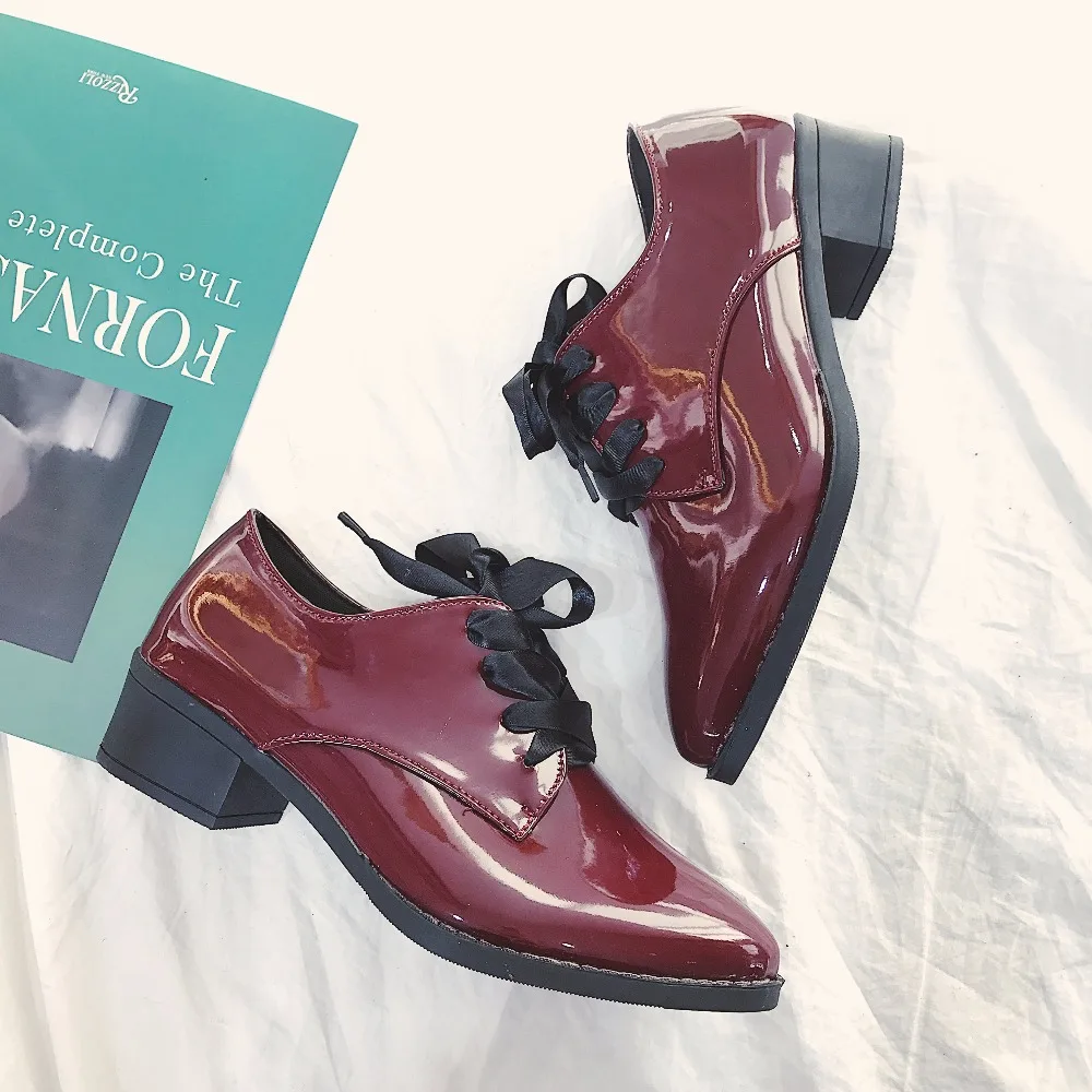 Красивые новые модные туфли-лодочки на среднем каблуке 6 см винно-красное