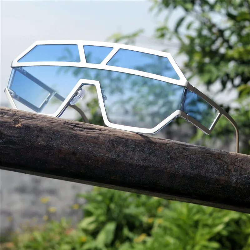 Мужские и женские футуристические очки MINCL черные солнцезащитные с зеркальными