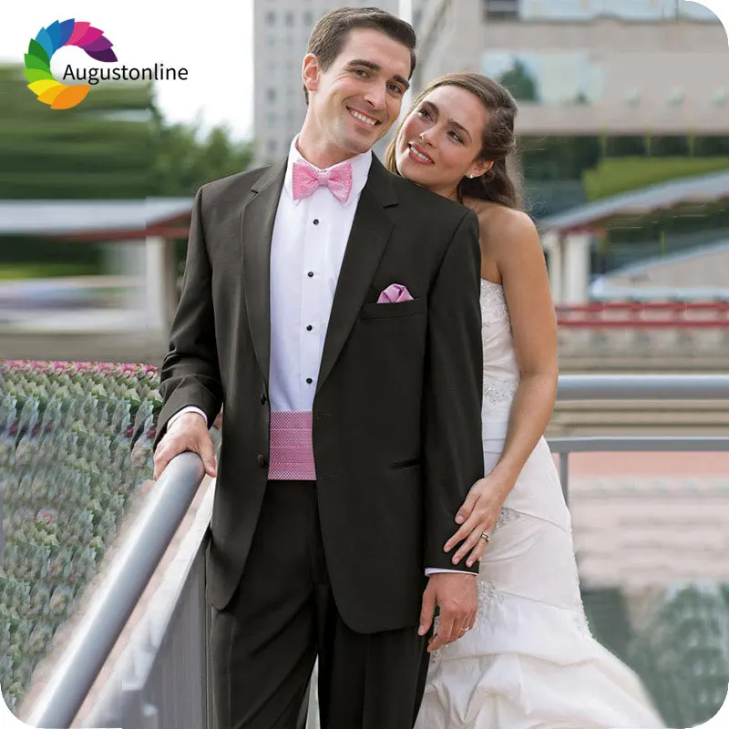 Деловые черные мужские костюмы для церемонии атласные жениха с отложным