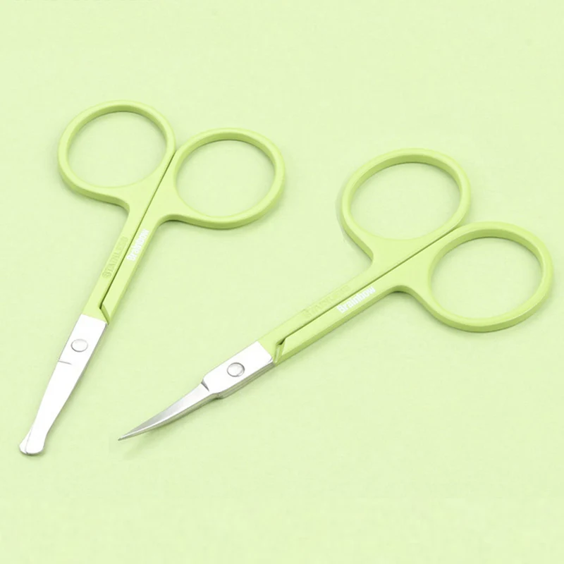 Round Curved Scissor Набор инструментов для макияжа Brainbow, наклонный плоский пинцет для бровей, удаление волос с глаз, острые изогнутые ножницы для макияжа, средство для удаления волос из носа - Цвет: Round Curved Scissor