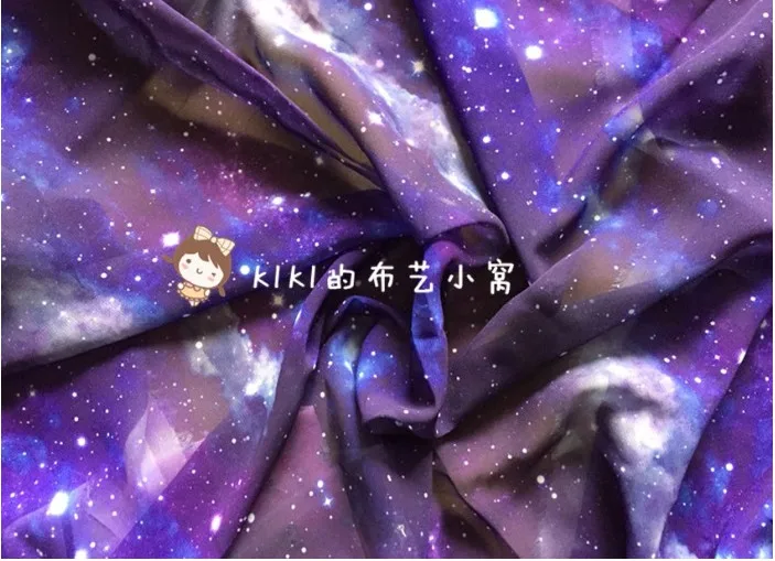 Шифоновая ткань для шитья с изображением ночного неба и космоса девочек|material