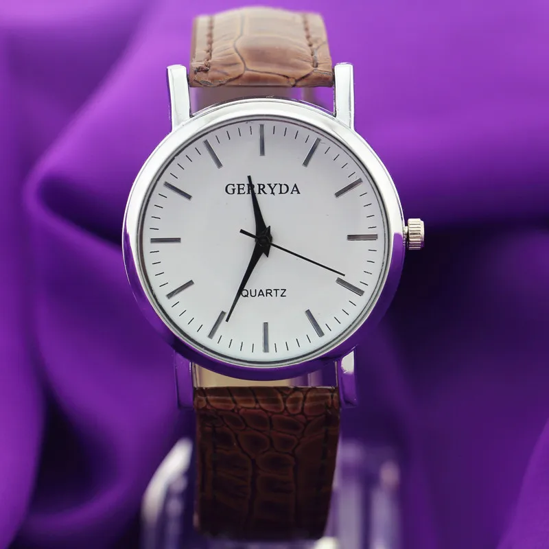 

Free shipping!PVC leather band,silver plating alloy round case,simple imprint dial,Gerryda unisex new fashion quartz watches