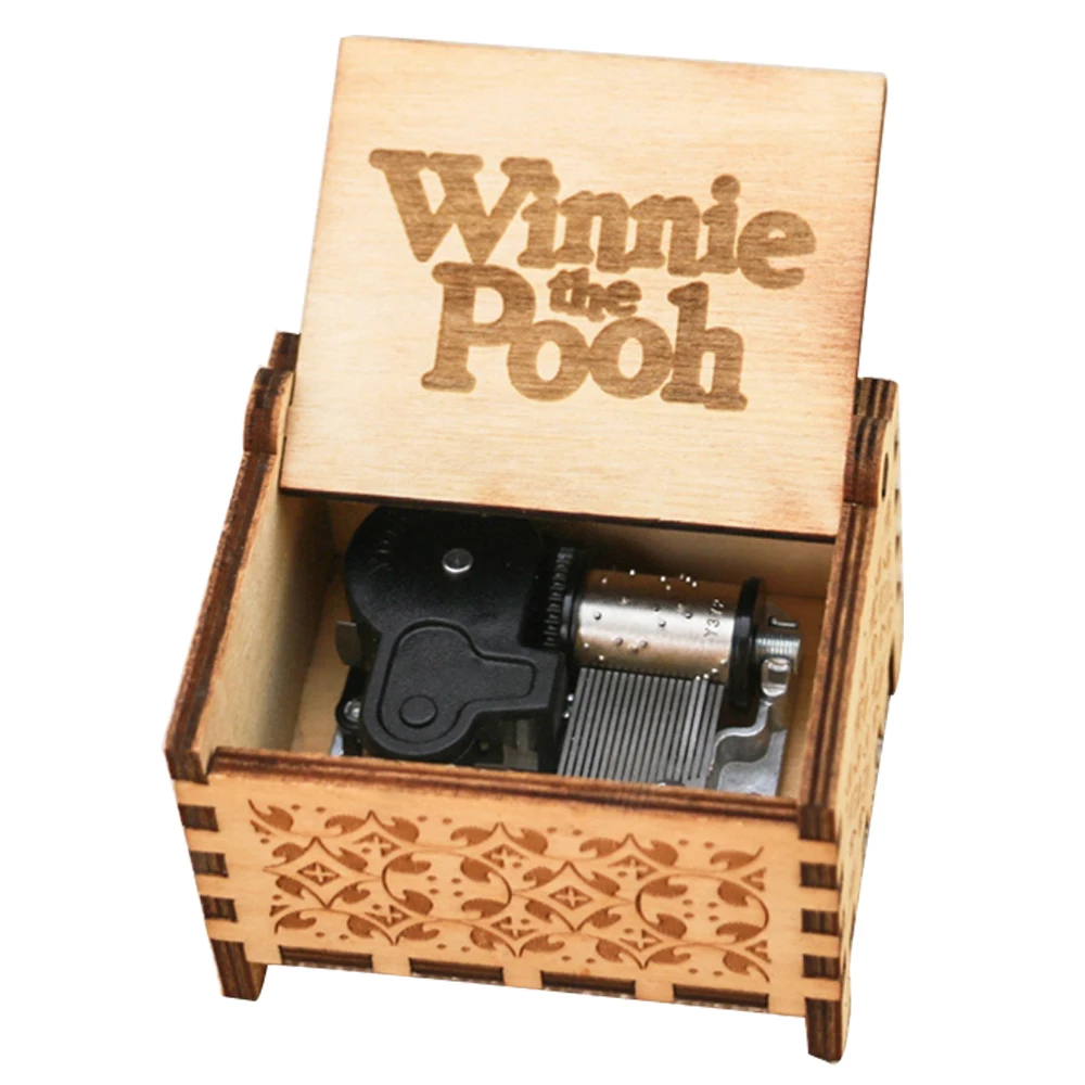 

Winnie The Pooh Music Box 18 Note Windup Clockwork Mechanism Engraved Wood Music Box for Kids,Play Winnie The Pooh Theme