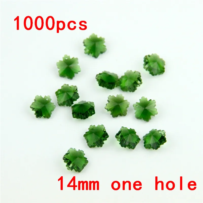 1000 шт./лот 14 мм темно зеленое стекло Восьмиугольные кристаллы в 1 отверстие