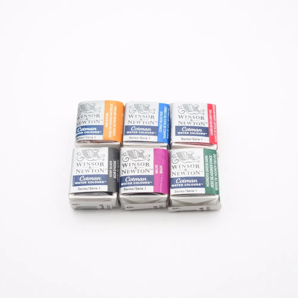 Winsor& Newton Cotman Твердые акварельные краски половина Пан 40 цветов синий акварельные кисти