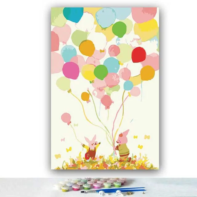 

DIY colorings pictures by numbers with colors Colorful balloon piglets picture drawing painting by numbers framed Home
