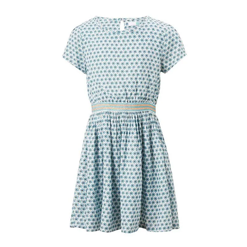 

Little Maven New Summer Lovely Kids Short Blue Printed Waistband Lady O-neck Knitted Cotton Big Girls 4-10yrs Casual Dresses