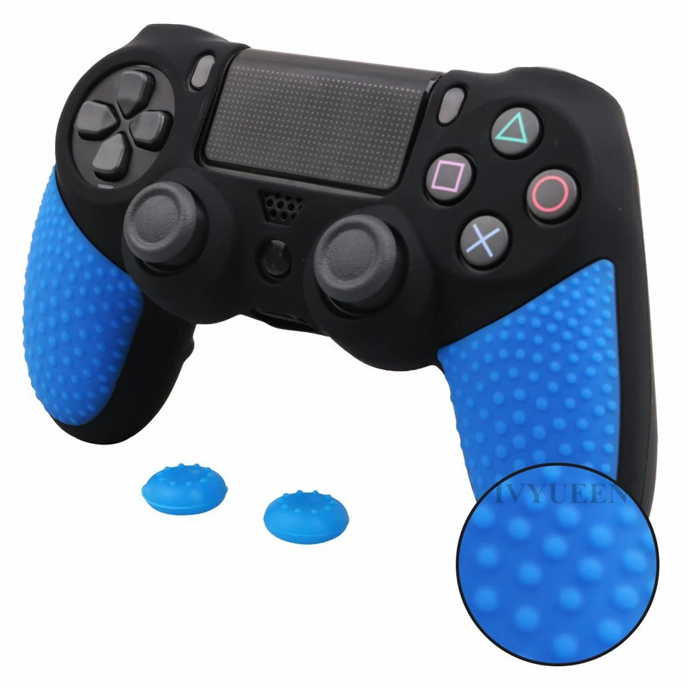 IVYUEEN Противоскользящий силиконовый чехол для Dualshock 4 PS4 DS4 PRO тонкий защитный чехол для контроллера с 2 захватами для большого пальца